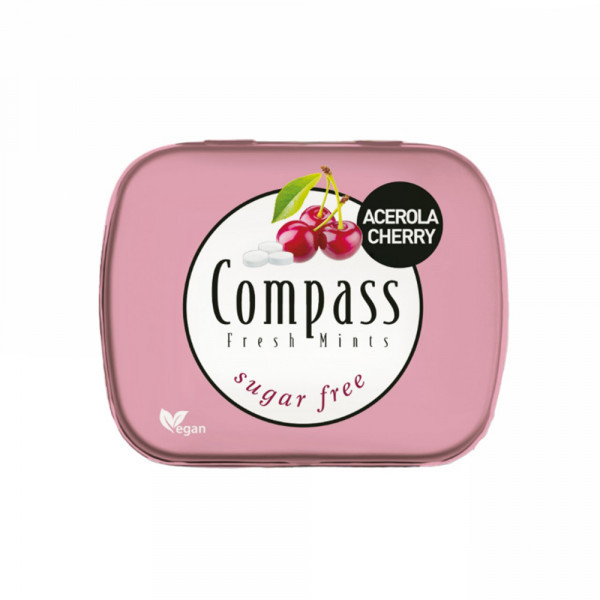 Льодяники без цукру Compass Fresh mints Acerola Cherry цукерки Вишня Ацерола 14г