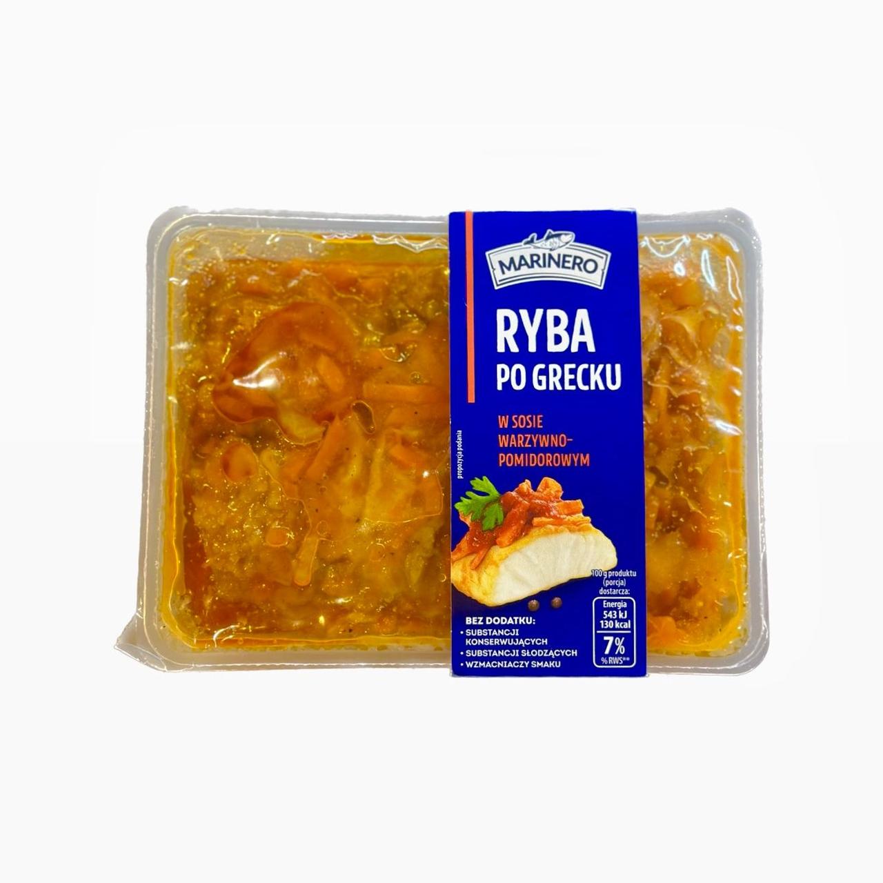 Філе оселедця Marinero Ryba po Grecku Sledzie Марінеро біла Риба по грецьки з Овочами в томатному соусі Контейнер 500г