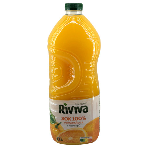 Сік апельсиновий Riviva Sok 100% Pomarancza z witamina C Рівіва натуральний з вітаміном С Мініканістра 2800мл