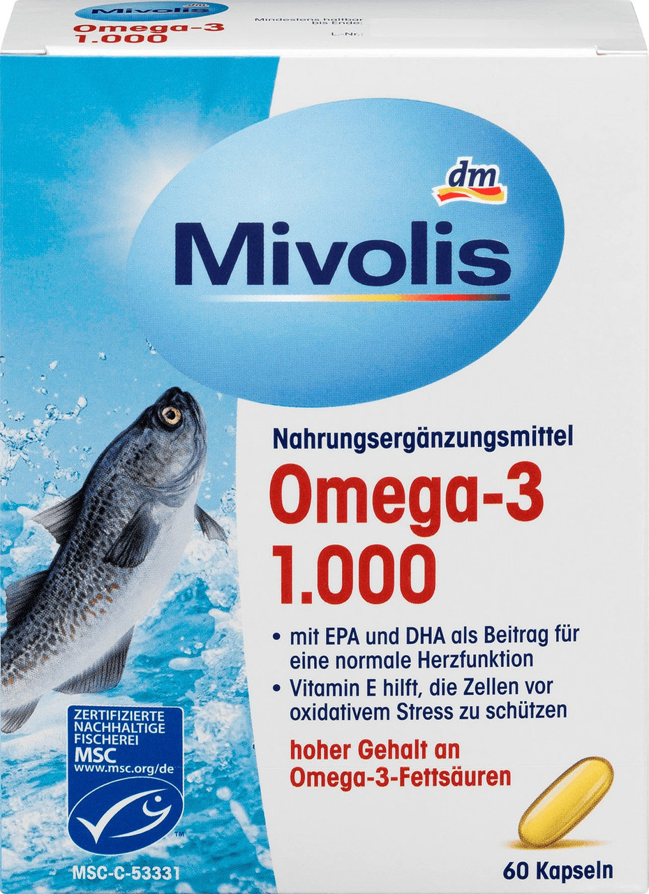 Вітамінний комплекс DM Mivolis Omega-3 Міволіс Омега-3 в капсулах 60шт 1000мг