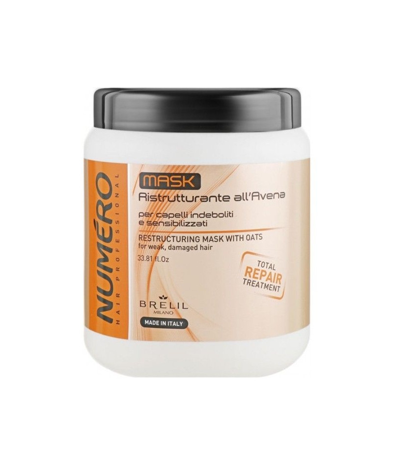 Крем-маска для волосся з Вівсом Відновлення Numero Restructuring Mask with Oats Нумеро Бальзам для Ослабленого Пошкодженого 1л