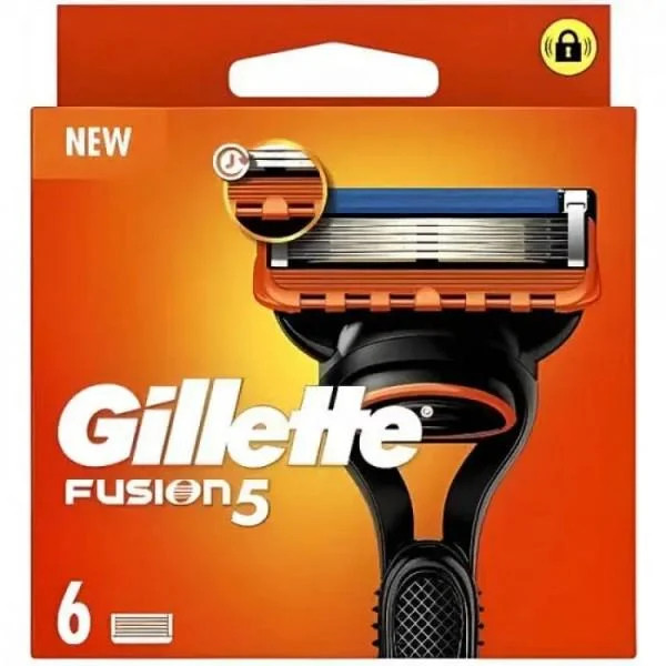 Касети Леза змінні Бритви Чоловічі Gillette Fusion5 New Cartrige Джілет Фьюжн5 Картріджі одноразові Змащувальна змужка 5лез 6шт