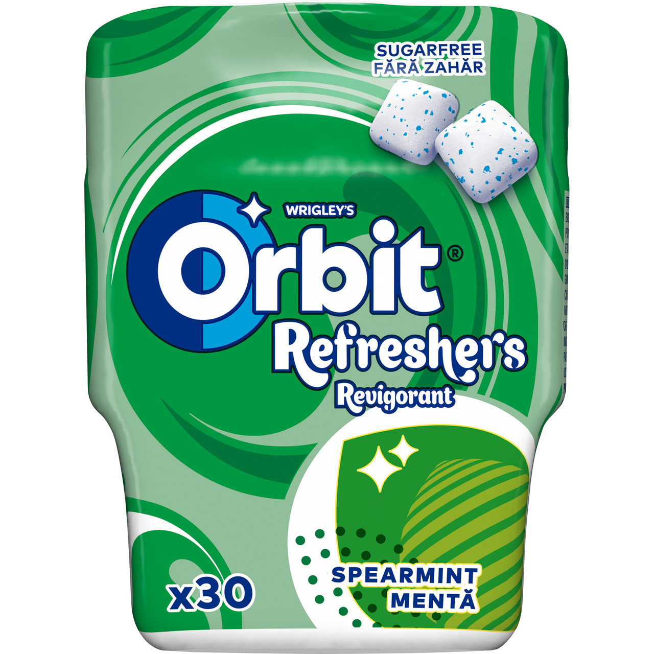Жувальна гумка Подушки без Цукру Wrigleys Orbit Refreshers Revigorant Spearmint Орбіт жуйка біла БаблГам Мята ментол Коробка 30шт