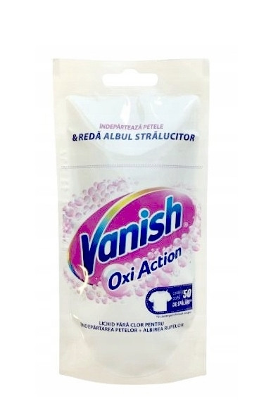Плямовивідник для Білого Vanish Oxi Action White Ваніш Дія Оксі рідкий для Світлих та Білих Речей Рідкий без хлору Пакет 100мл