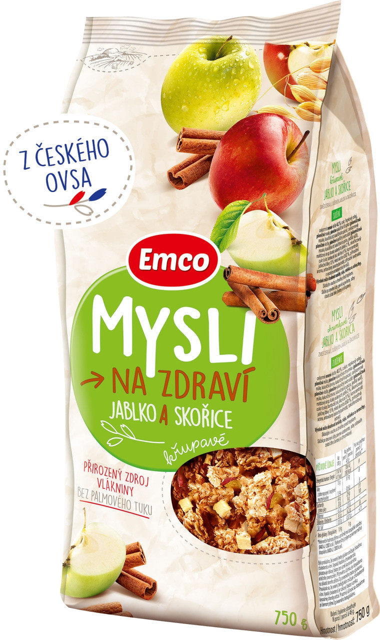 Мюслі Emco Mysli Na zdravi Jablko Skorice Емко вівсяні Пластівці суміш Злаків яблуко і кориця 750г