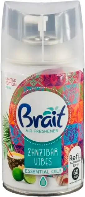 Змінний балон для автоматичного ароматизатора повітря Brait Zanzibar Vibes з ароматом тропіків 250мл