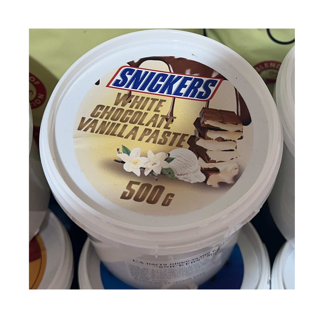 Шоколадно-ванільна паста Snickers White Chokolate Vanilla Paste do Smarowania Снікерс Білий шоколад для Намазування Відерко 500г