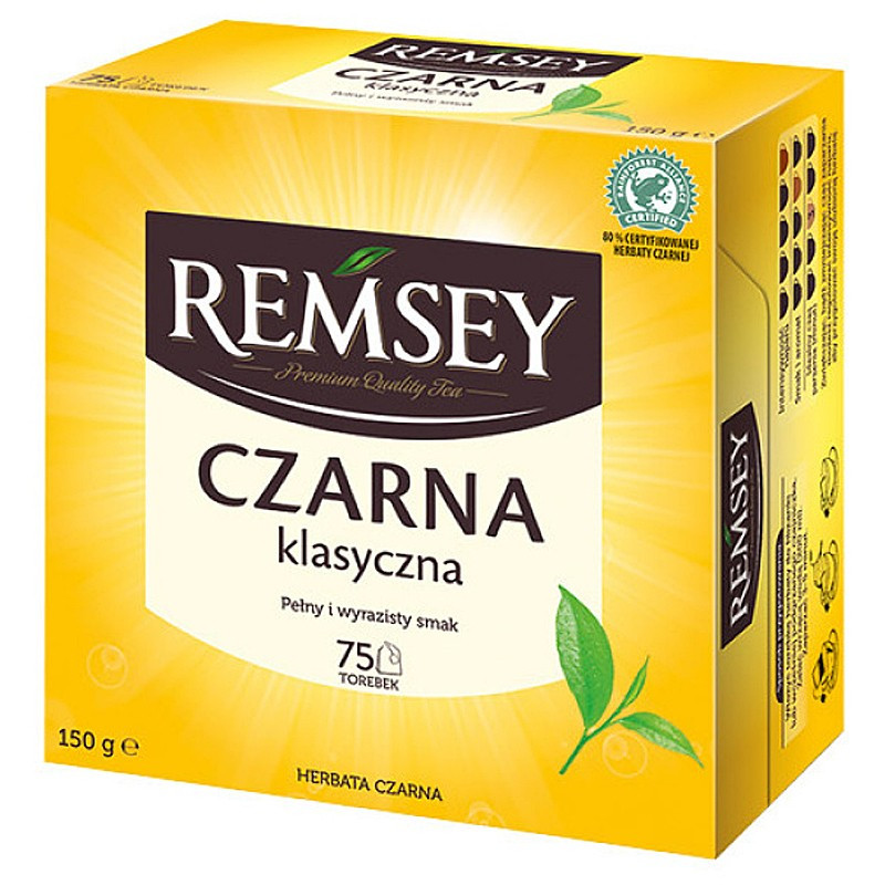 Чай чорний Класичний Remsey Szarna Klasyczna Black Tea Ремсей Повний і виразний смак 75 пакетиків 150г