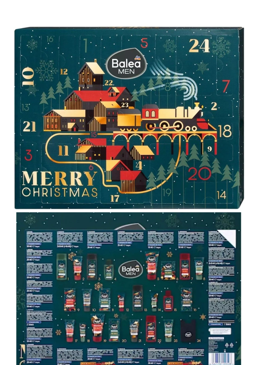 Набір Чоловічий Адвент-календар Подарунок Догляд за тілом Balea MEN Merry Christmas Advent Calendar Балеа Мен 24предмети 1200г