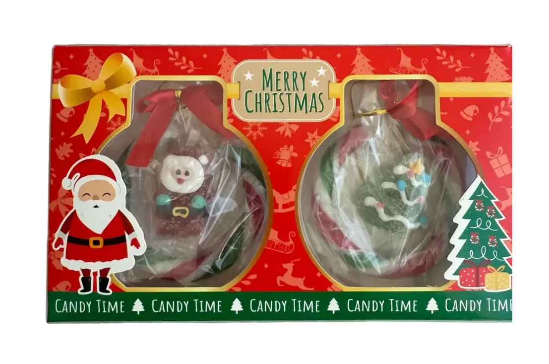 Ялинкові прикраси Льодяники Тростинки Beckys Candy Time Merry Christmas Decorate Ornaments Бекіс Фігурки фруктові 2шт Коробка 60г