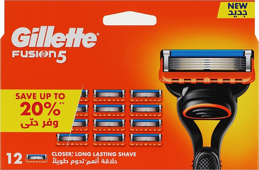 Касети Леза змінні Бритви Чоловічі Gillette Fusion5 Cartrige Джілет Фьюжн5 Картріджі одноразові Змащувальна змужка 5лез 12шт