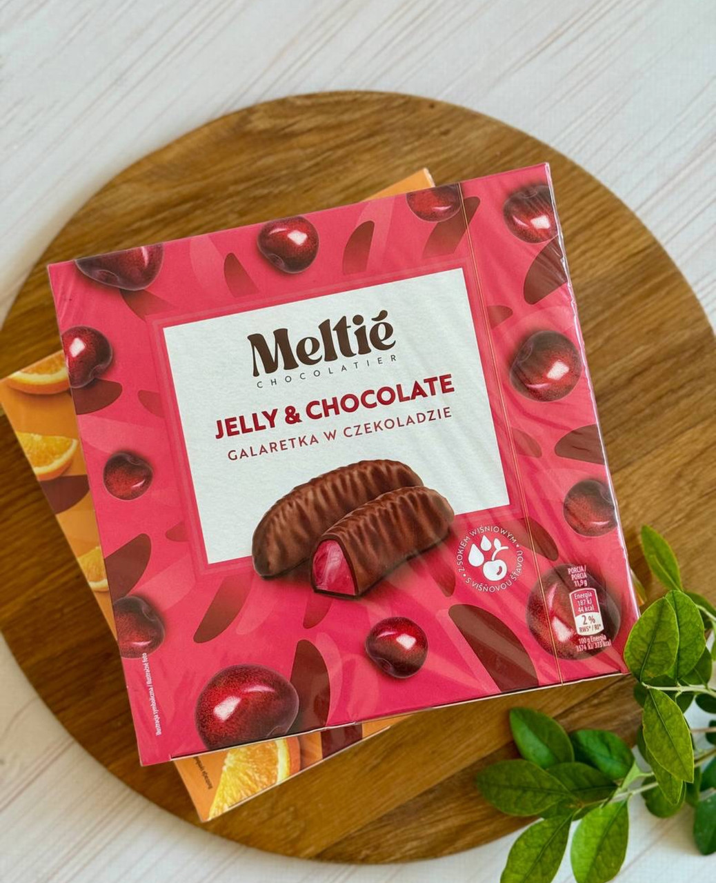 Цукерки Желейні в шоколаді Meltie Jelly&Chocolate Galaretka Cherry Мелті з черешневим желе Коробка 190г
