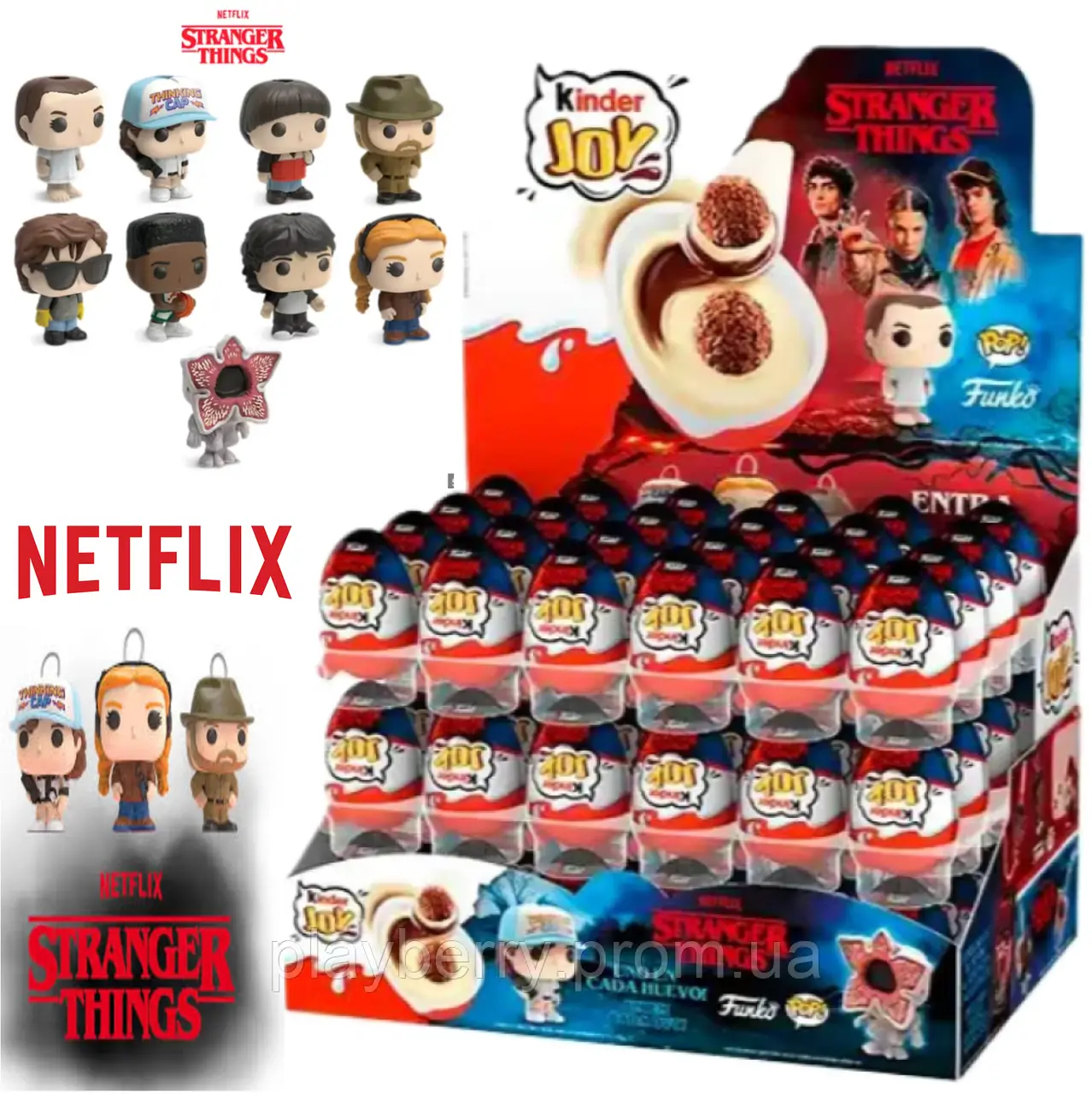 Шоколадні Яйця з Іграшкою Kinder JOY Funko Pop Stranger Thing Surprise Red Кіндер Джой Дивні дива Сюрприз Червоний 72шт Блок 1440г