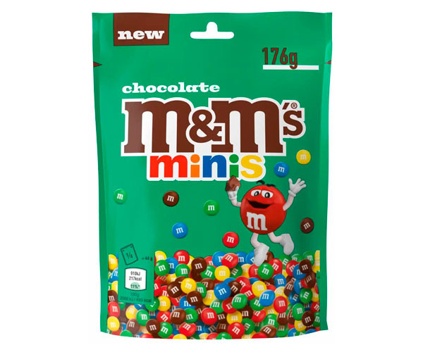 Драже шоколадне міні M&Ms Minis Chocolate ММс з різнобарвним покриттям зіп Пакет 176г