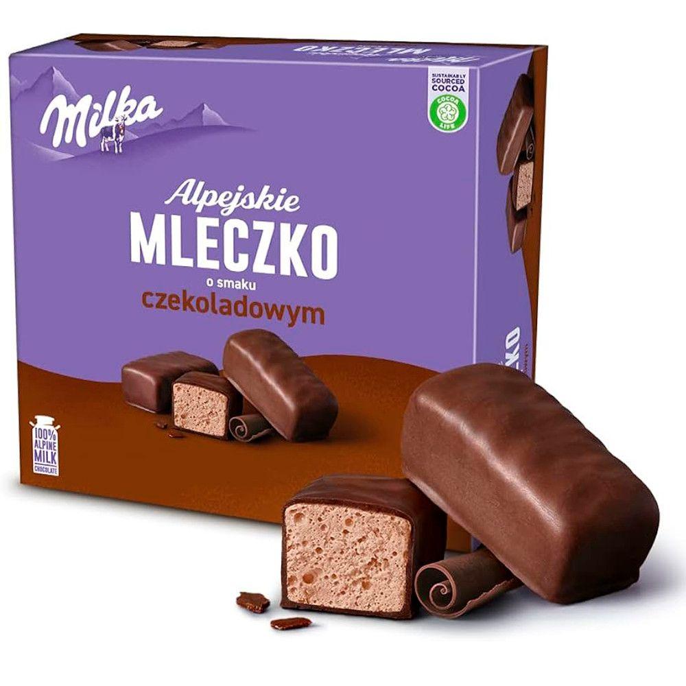 Цукерки Milka Alpejskie Mleczko o smaku Czekoladowym Мілка Альпійське молочко Пташине Шоколадні з какао Коробка 15шт 330г