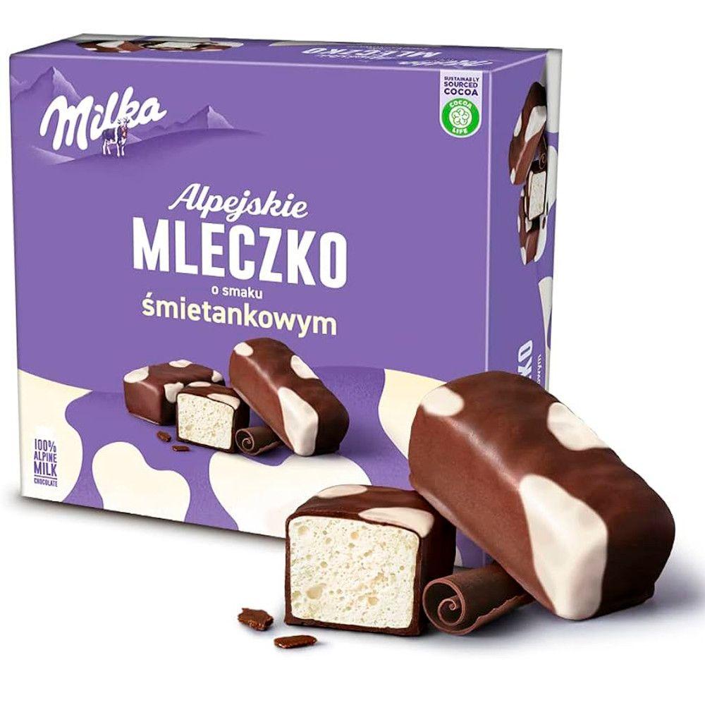 Цукерки Milka Alpejskie Mleczko o smaku Smietankowym Мілка Альпійське молочко Пташине Вершкове Коробка 15шт 330г
