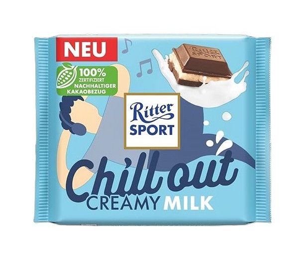 Шоколад молочний Ritter Sport ChillOut Creamy Milk Ріттер Спорт Чіллоут сендвіч Вершкове молоко Плитка 100г
