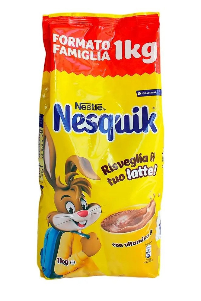 Какао напій розчинний Nestle Nesquik Formato Famiglia Risveglia il tuo latte Несквік Сімейний формат з Вітаміном D Пакет 1000г