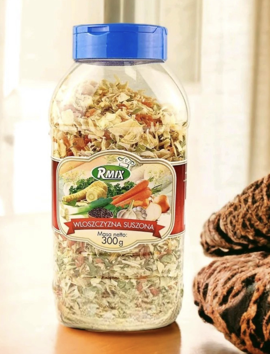 Приправа для Страв Сушені овочі та Зелень RMix Wloszczyzna suszona Dried Fruits Рмікс Суміш 9 овочів Банка пластик 300г