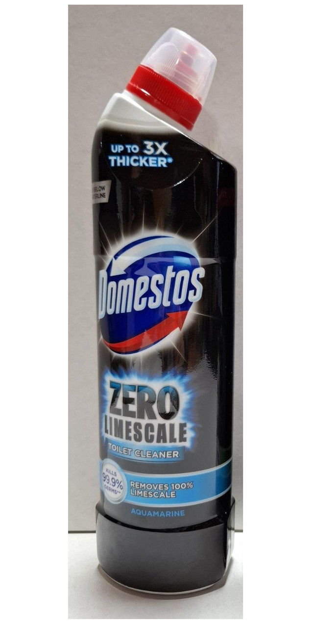 Засіб для чищення унітазів безХлору Domestos Zero Limescale Toilet Cleaner Aquamarine Доместос гель Зеро Антиналіт Аквамарин 750мл