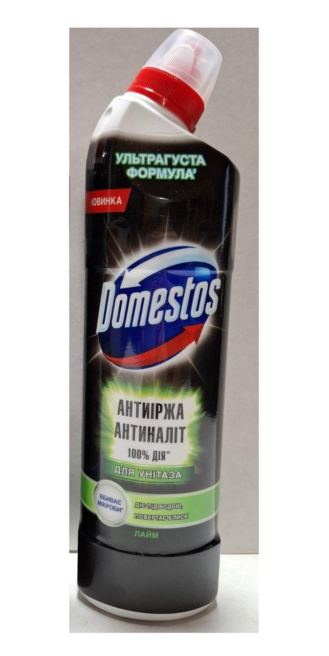 Засіб для чищення унітазів без Хлору Domestos Zero Limescale Toilet Cleaner Lime Доместос гель Зеро Антиналіт Антиіржа Лайм 750мл