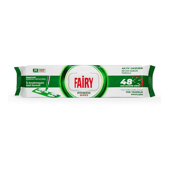 Серветки для миття Підлоги під швабру Моп-системи Fairy Power Wipes MOP 48H Active Oxygen Green Фейрі Сила з Активним киснем 50шт