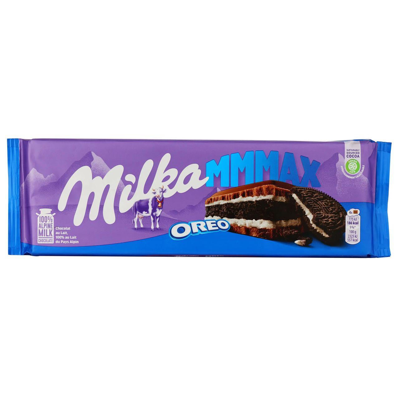 Шоколад молочний з печивом Орео Milka MMMAX Oreo Мілка Сендвіч молочний крем та печиво Біг формат 300г