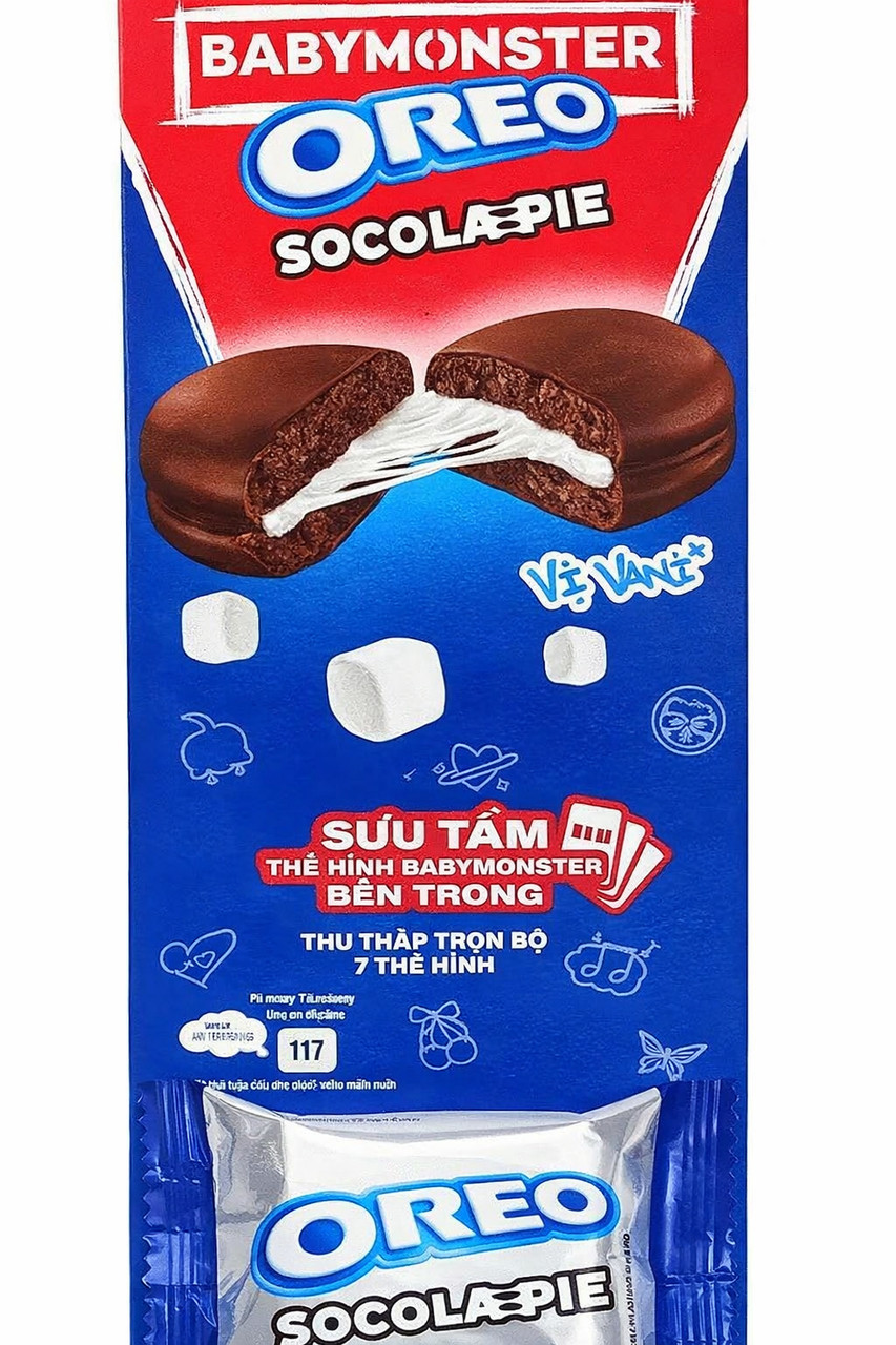 Набір Тістечка сендвіч Oreo та колекційні Картки BabyMonster Series Socola-Pie Chocolate для шанувальників Бебі монстер 6шт 168г