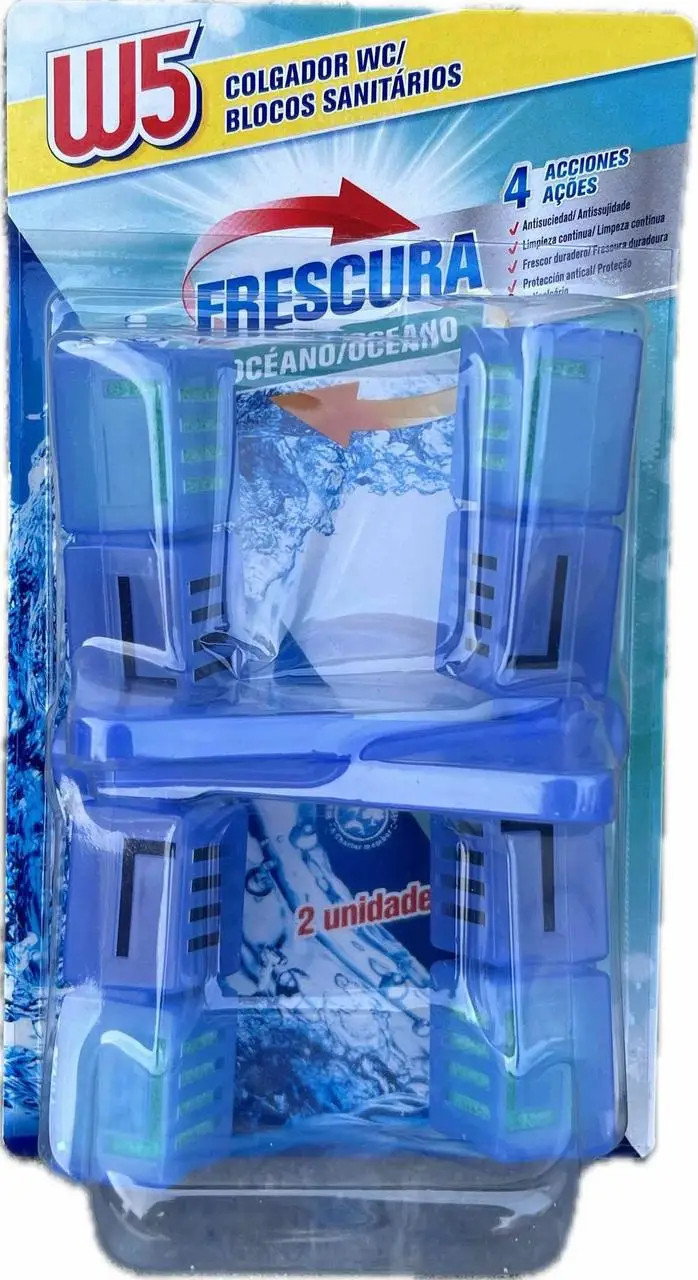 Туалетник блок-підвіска для змивання унітазу W5 WC-block 4x power Ocean В5 Антикальк аромат бриз Океану Комплект 2шт 96г