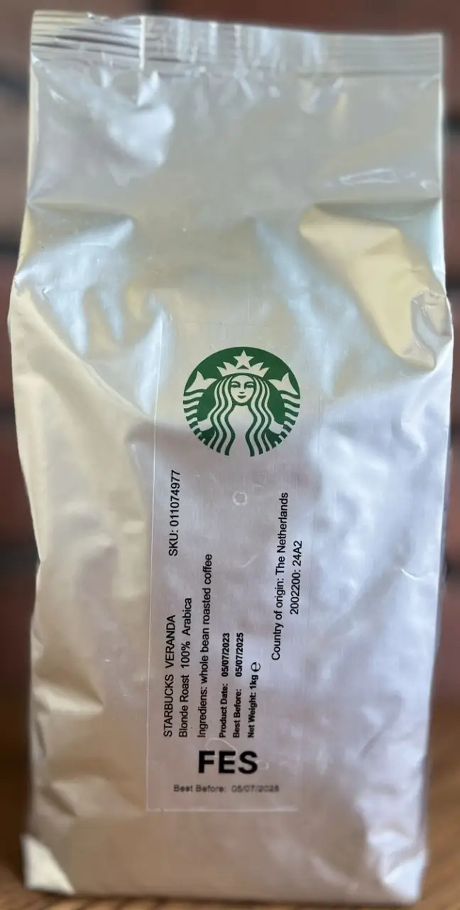Кава зернова Starbucks Veranda FES 100% Arabica Blonde Roast Старбакс Веранда арабіка Світла обжарка Вакуум пакет 1кг