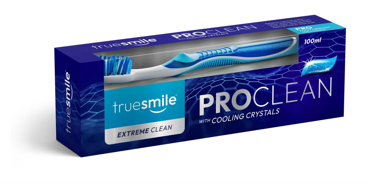 Набір Зубна паста і Щітка охолоджуючі Кристали Truesmile Extreme Pro clean Сooling Crystals ТруСмайл екстремальна Чистота 100мл